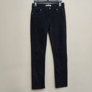 Levi's black boyfriend jeans distressed midrise